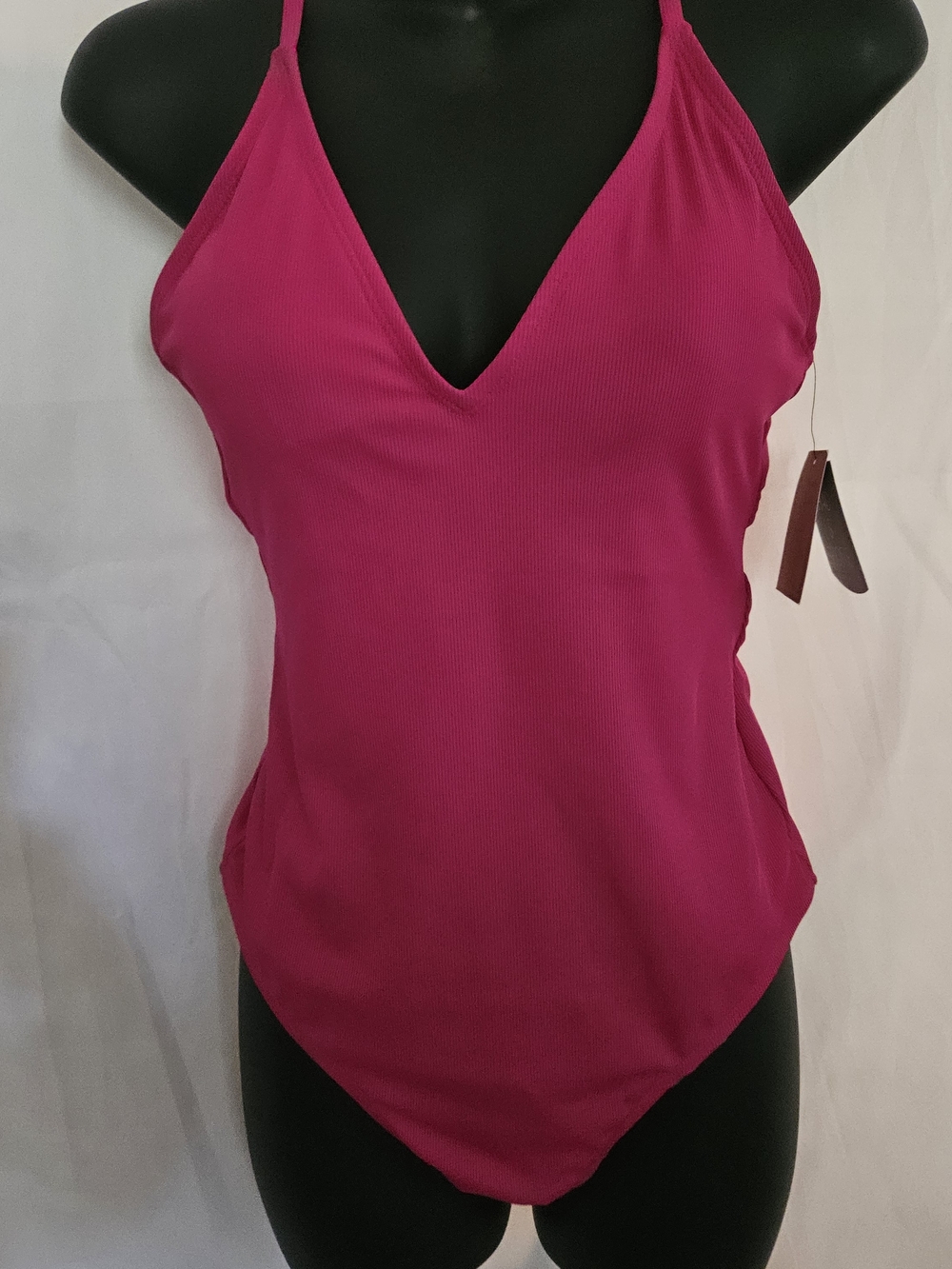 Shade & Shore Fuchsia V-Neck One-Piece Swimsuit